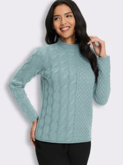 Stehkragenpullover mit Mustermix