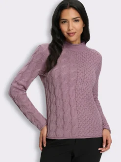 Stehkragenpullover mit Mustermix