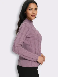 Stehkragenpullover mit Mustermix