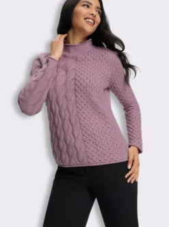 Stehkragenpullover mit Mustermix