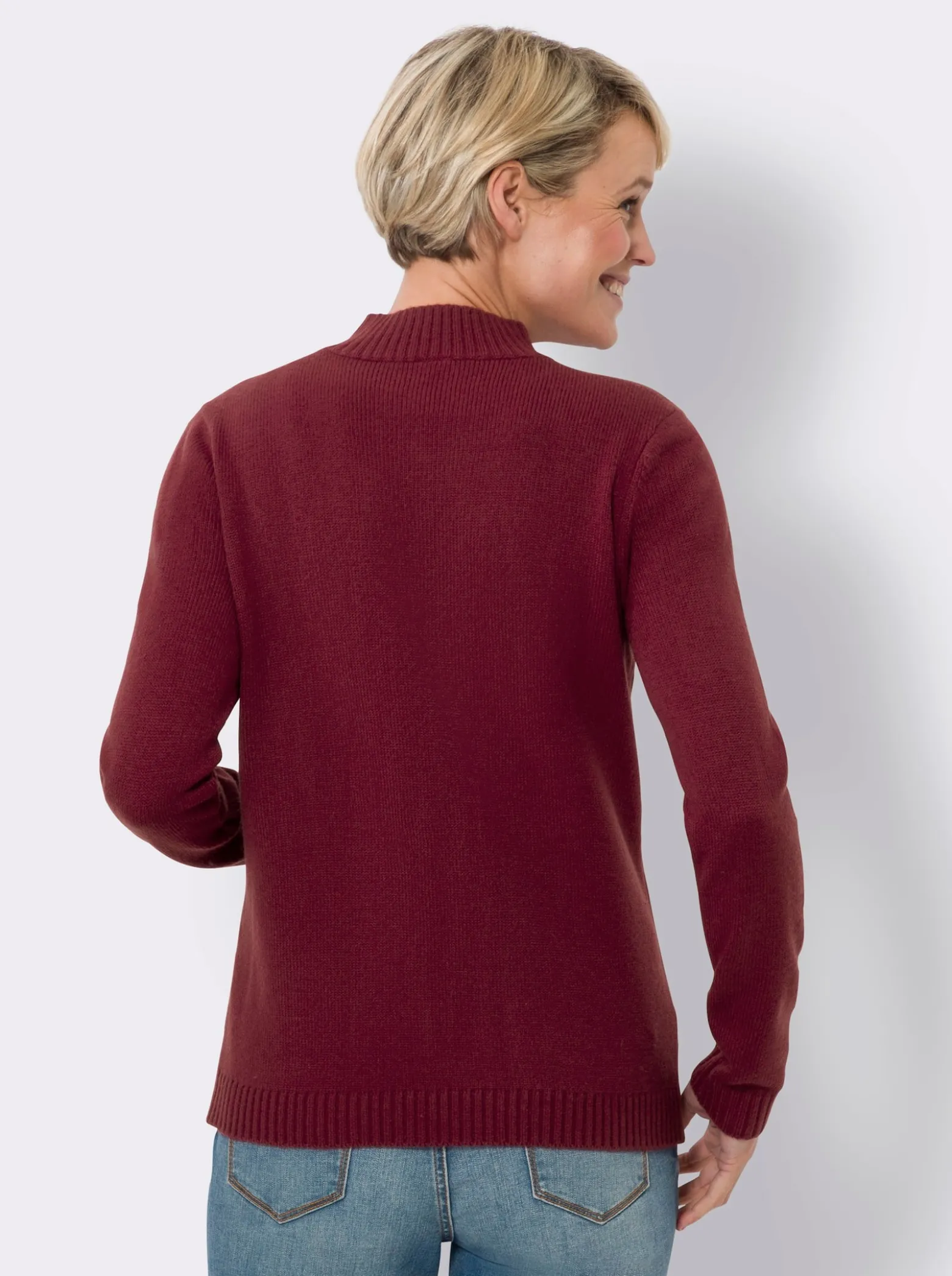 Stehkragenpullover mit Norweger-Muster