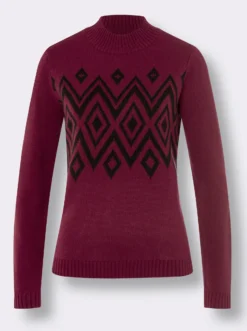 Stehkragenpullover mit Norweger-Muster