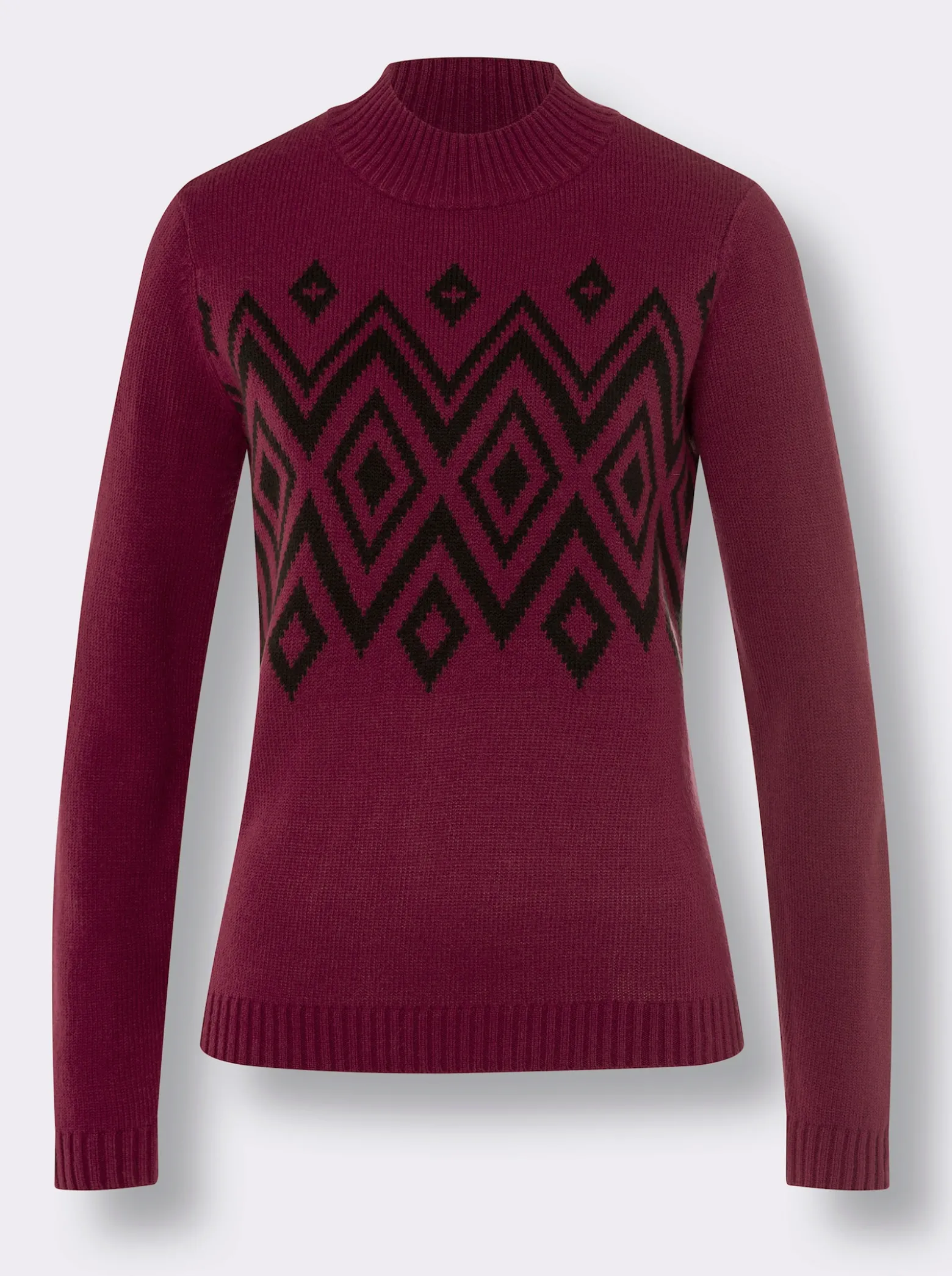 Stehkragenpullover mit Norweger-Muster