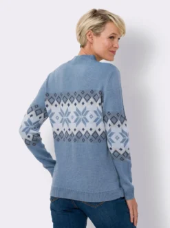 Stehkragenpullover mit Norweger-Muster