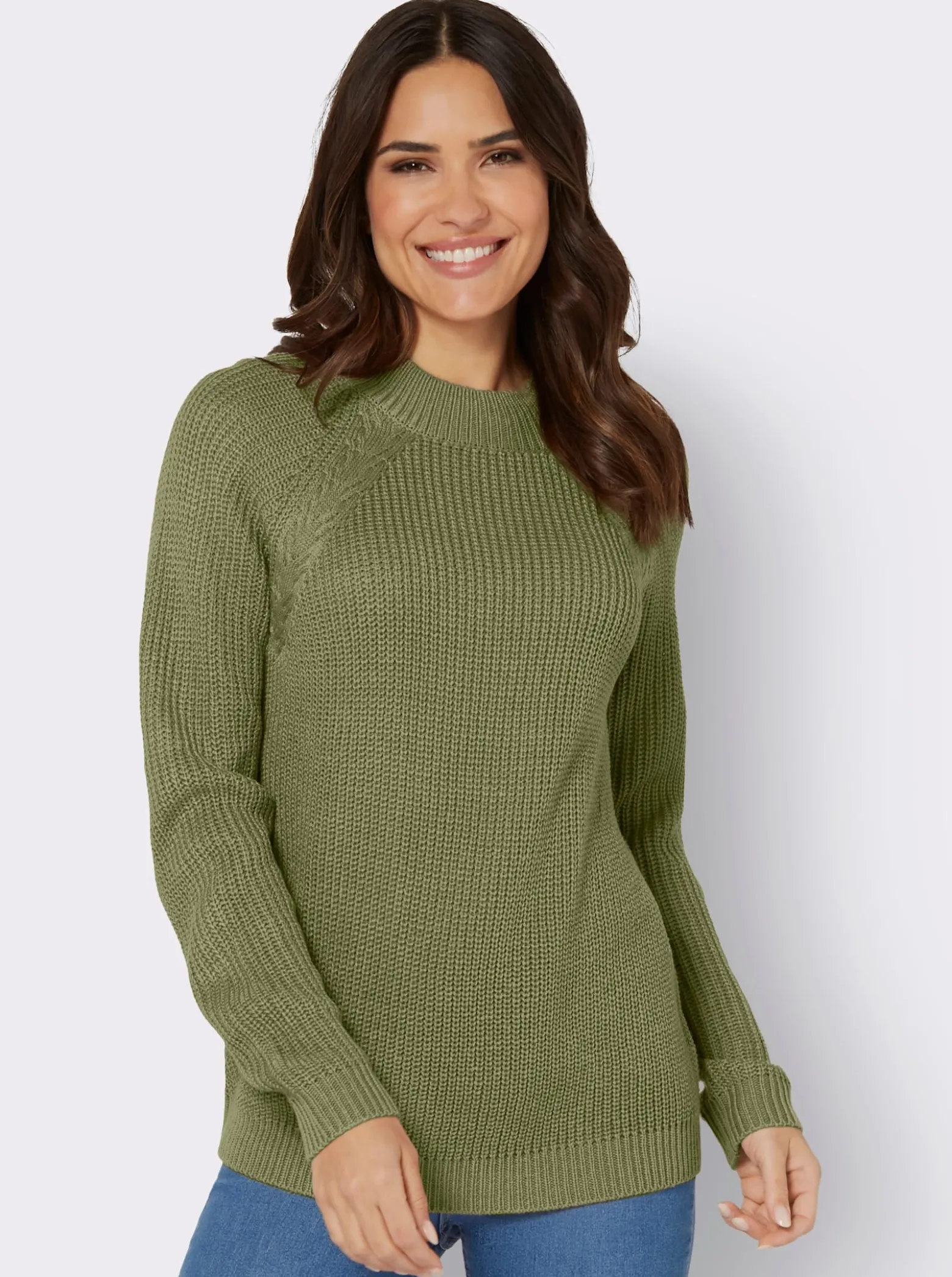 Stehkragenpullover mit Raglan-Ärmeln