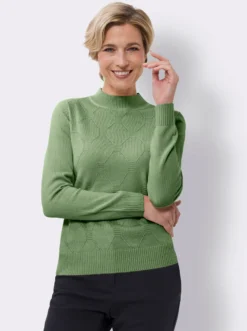 Stehkragenpullover mit Rauten-Strickmuster