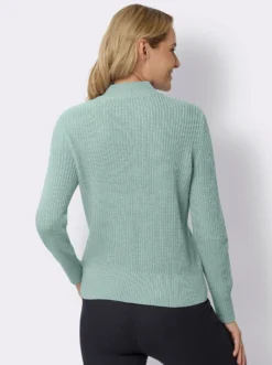Stehkragenpullover mit Rauten-Strickmuster