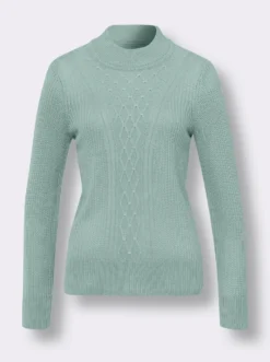 Stehkragenpullover mit Rauten-Strickmuster