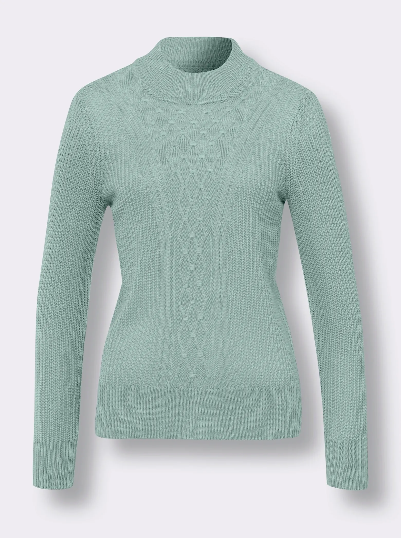 Stehkragenpullover mit Rauten-Strickmuster