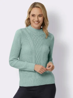 Stehkragenpullover mit Rauten-Strickmuster