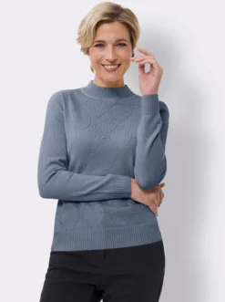 Stehkragenpullover mit Rauten-Strickmuster