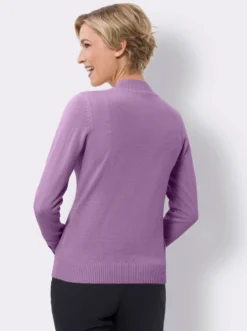 Stehkragenpullover mit Rauten-Strickmuster