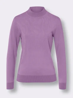 Stehkragenpullover mit Rauten-Strickmuster