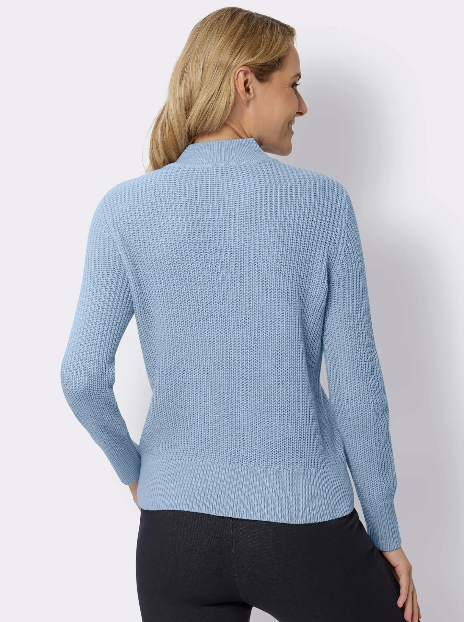 Stehkragenpullover mit Rauten-Strickmuster