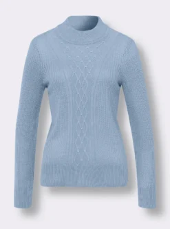 Stehkragenpullover mit Rauten-Strickmuster