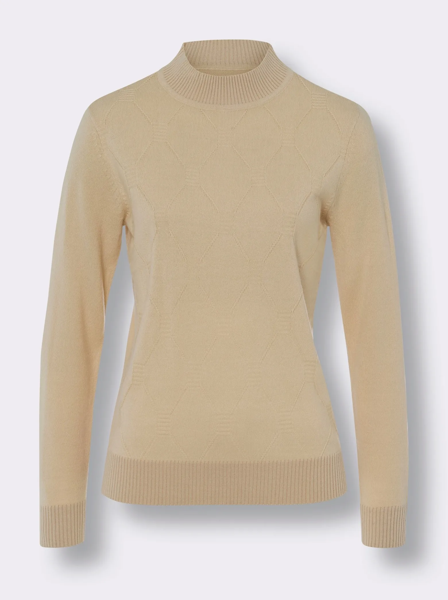 Stehkragenpullover mit Rauten-Strickmuster