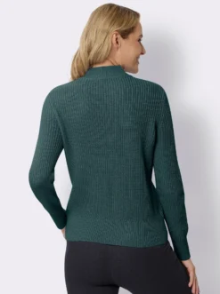 Stehkragenpullover mit Rauten-Strickmuster