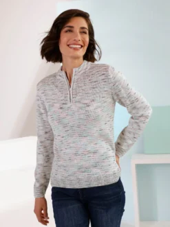 Stehkragenpullover mit Reißverschluss