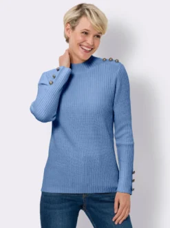 Stehkragenpullover mit Rippenstrick