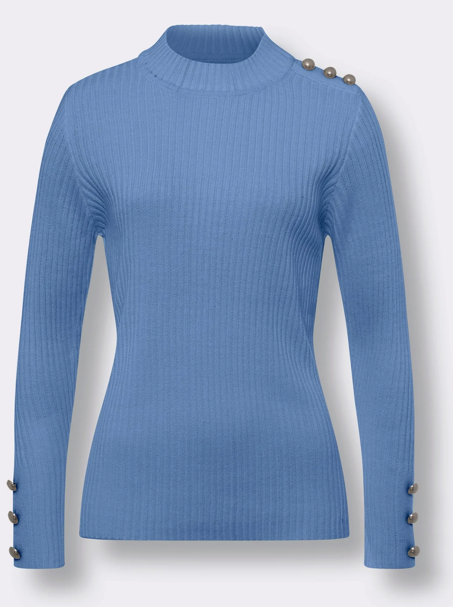 Stehkragenpullover mit Rippenstrick