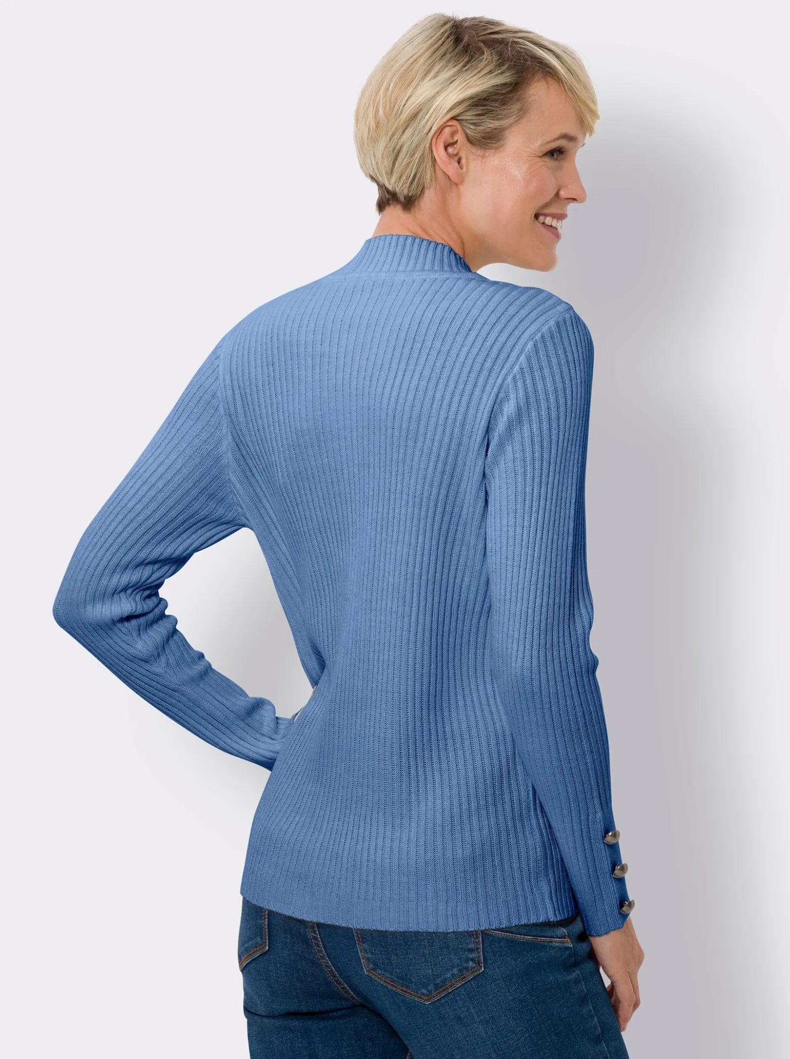 Stehkragenpullover mit Rippenstrick