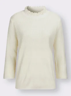 Stehkragenpullover mit Rüschen-Verzierung