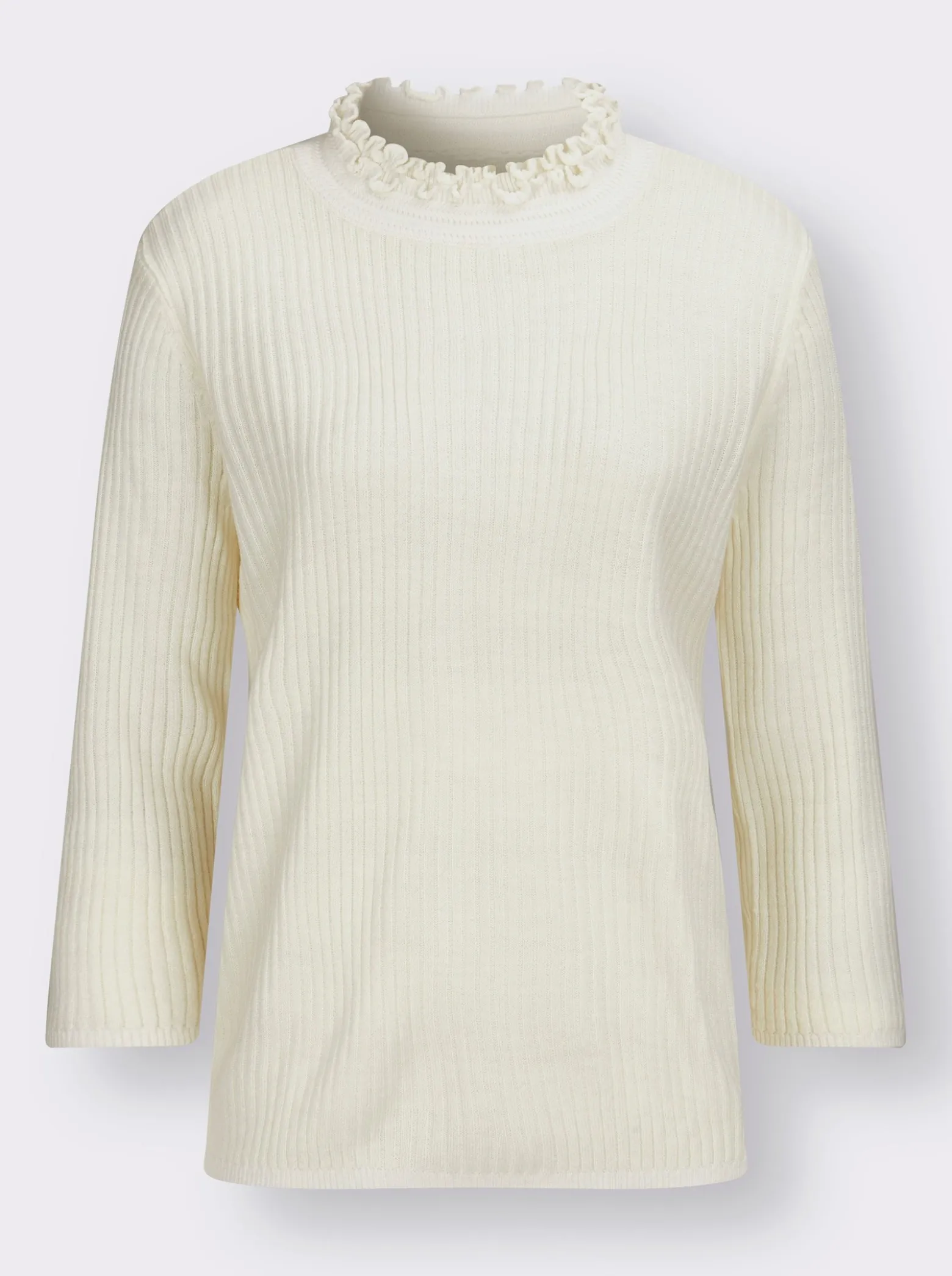 Stehkragenpullover mit Rüschen-Verzierung