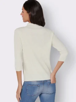 Stehkragenpullover mit Rüschen-Verzierung