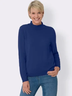 Stehkragenpullover mit Rüschen