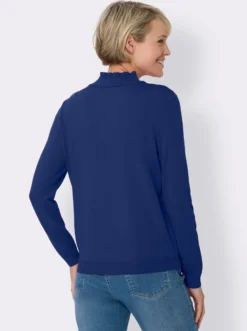 Stehkragenpullover mit Rüschen