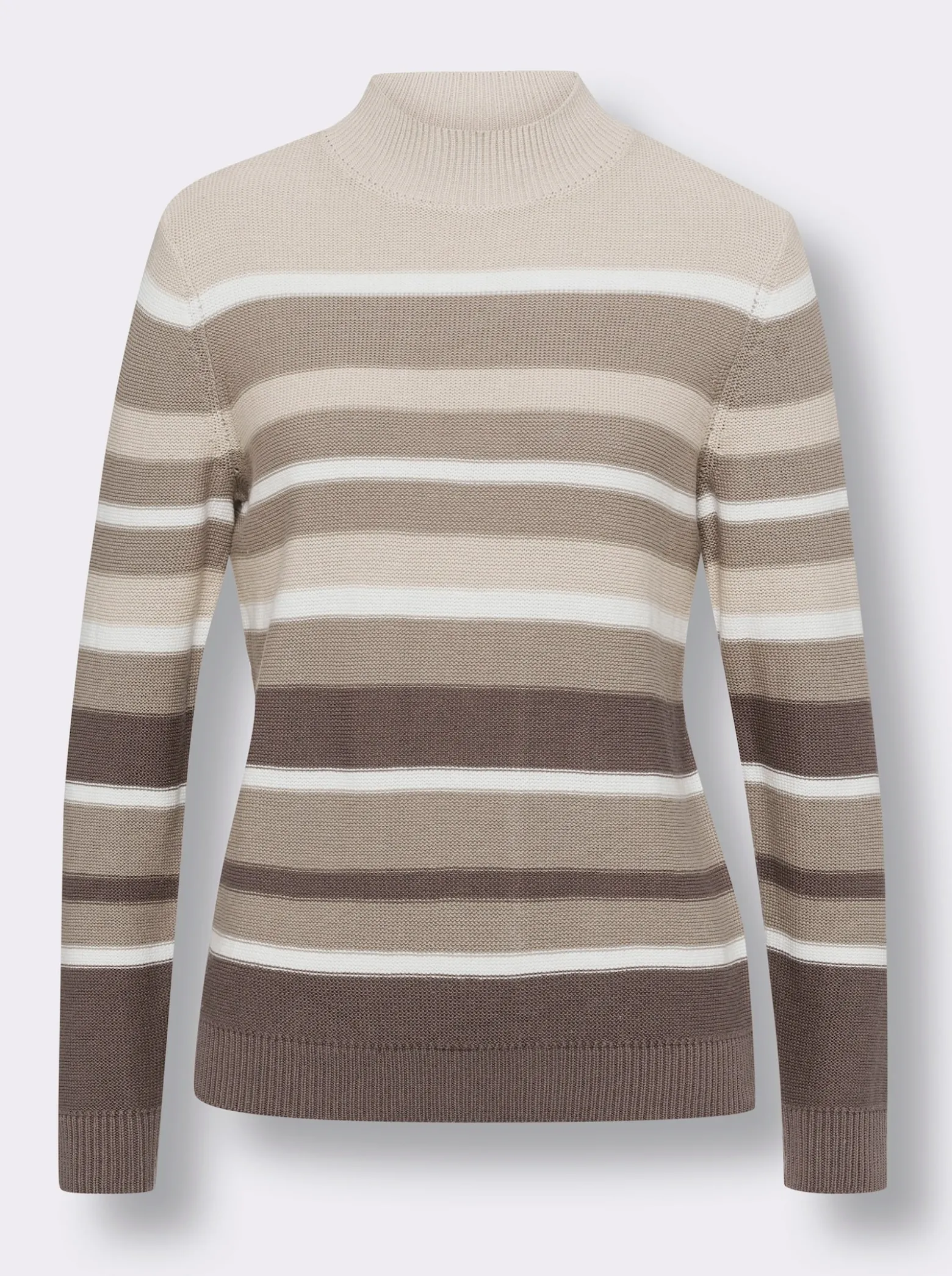 Stehkragenpullover mit Streifenmuster