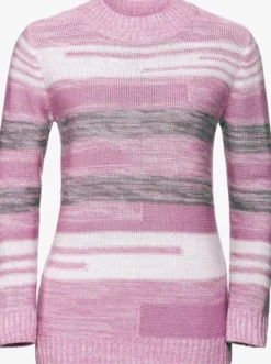 Stehkragenpullover mit Streifen-Muster