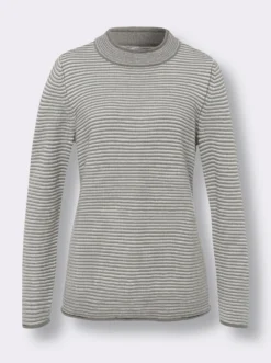 Stehkragenpullover mit Streifen-Muster