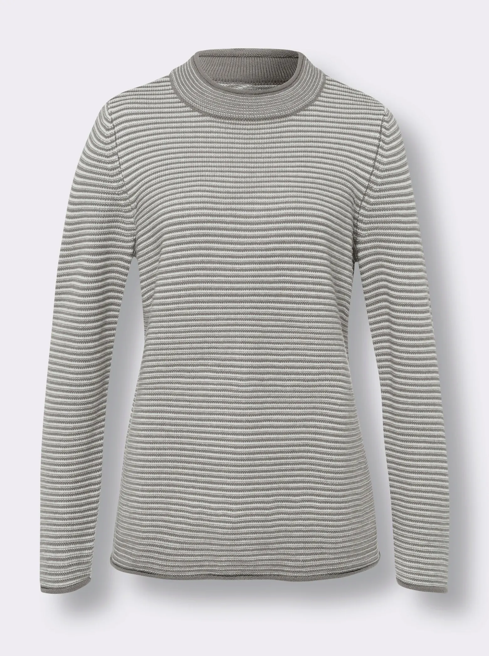 Stehkragenpullover mit Streifen-Muster
