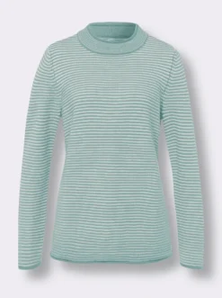 Stehkragenpullover mit Streifen-Muster