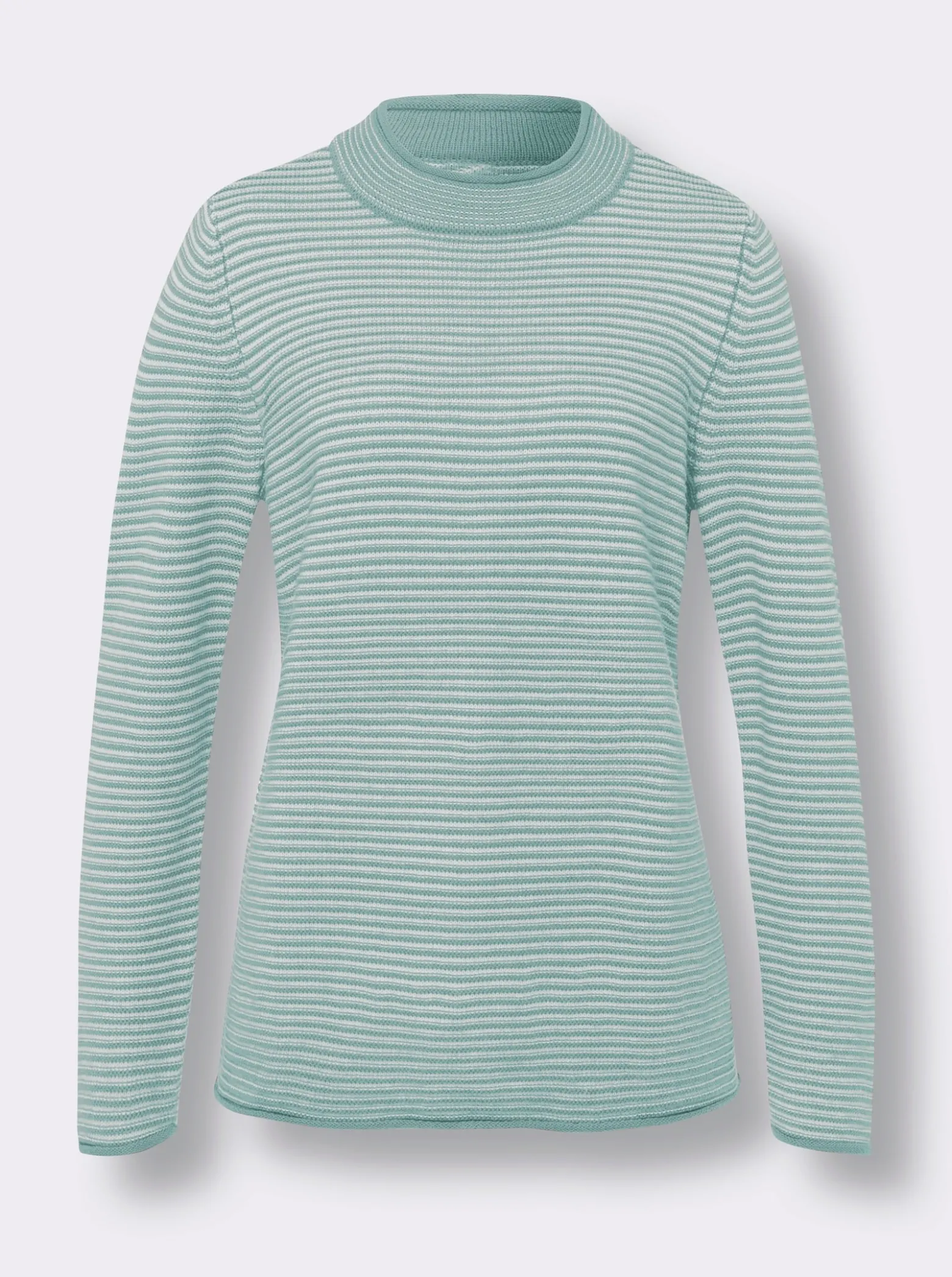 Stehkragenpullover mit Streifen-Muster