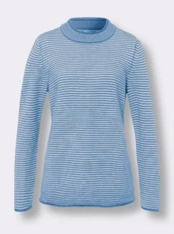 Stehkragenpullover mit Streifen-Muster