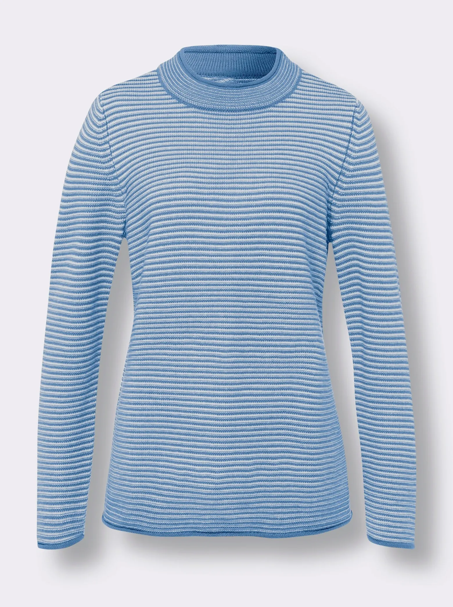 Stehkragenpullover mit Streifen-Muster