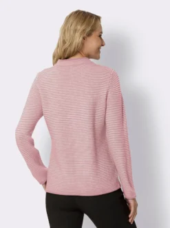 Stehkragenpullover mit Streifen-Muster