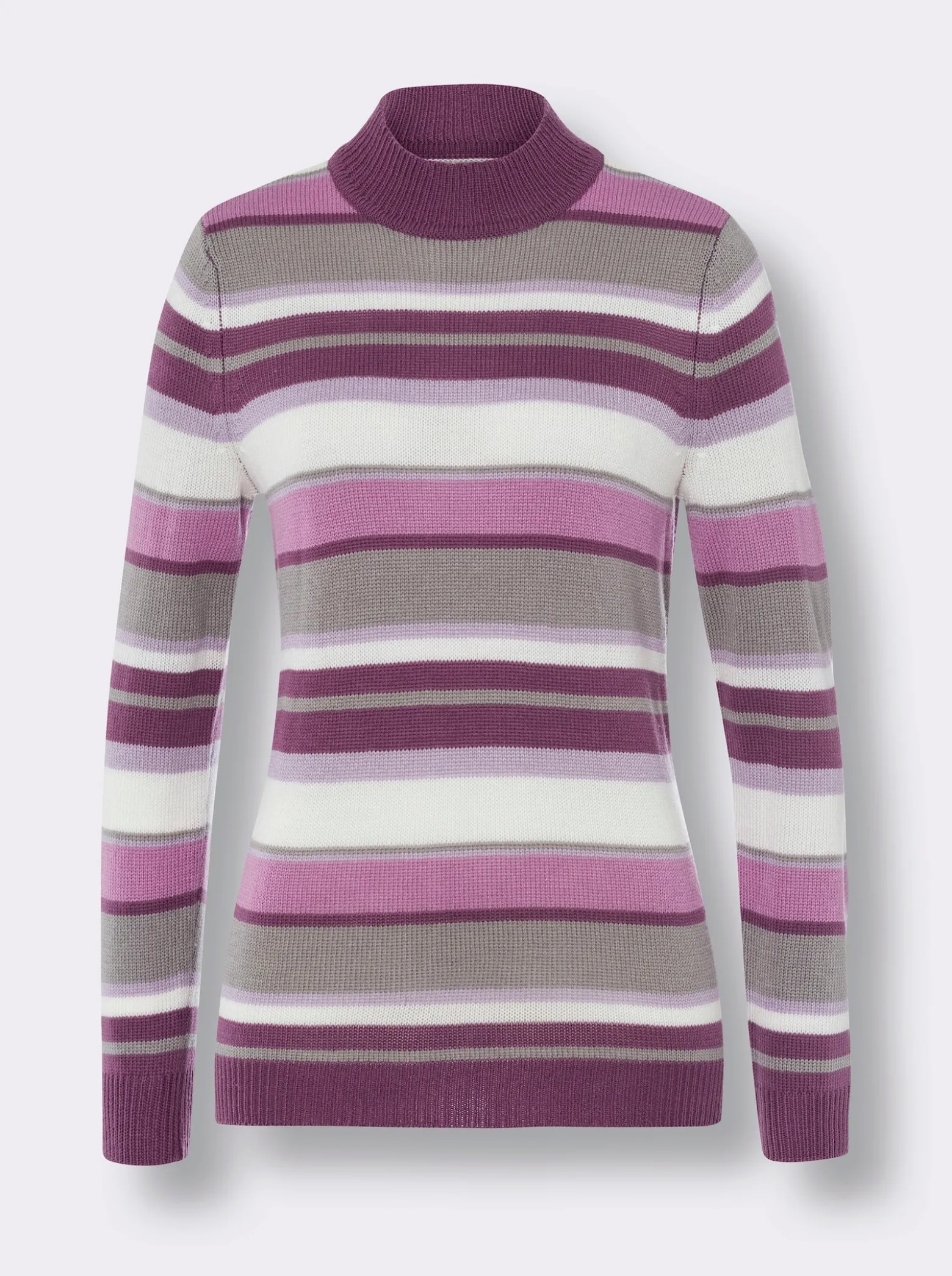 Stehkragenpullover mit Streifen-Muster