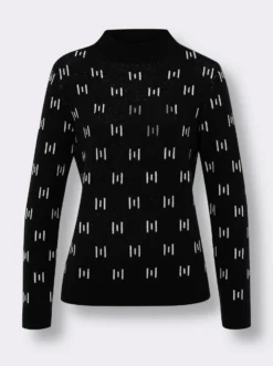 Stehkragenpullover mit Strickmuster