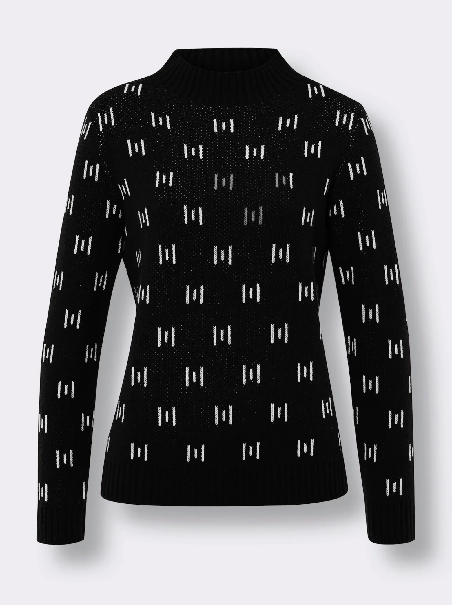 Stehkragenpullover mit Strickmuster