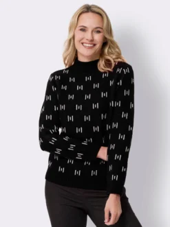 Stehkragenpullover mit Strickmuster