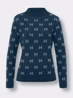 Stehkragenpullover mit Strickmuster
