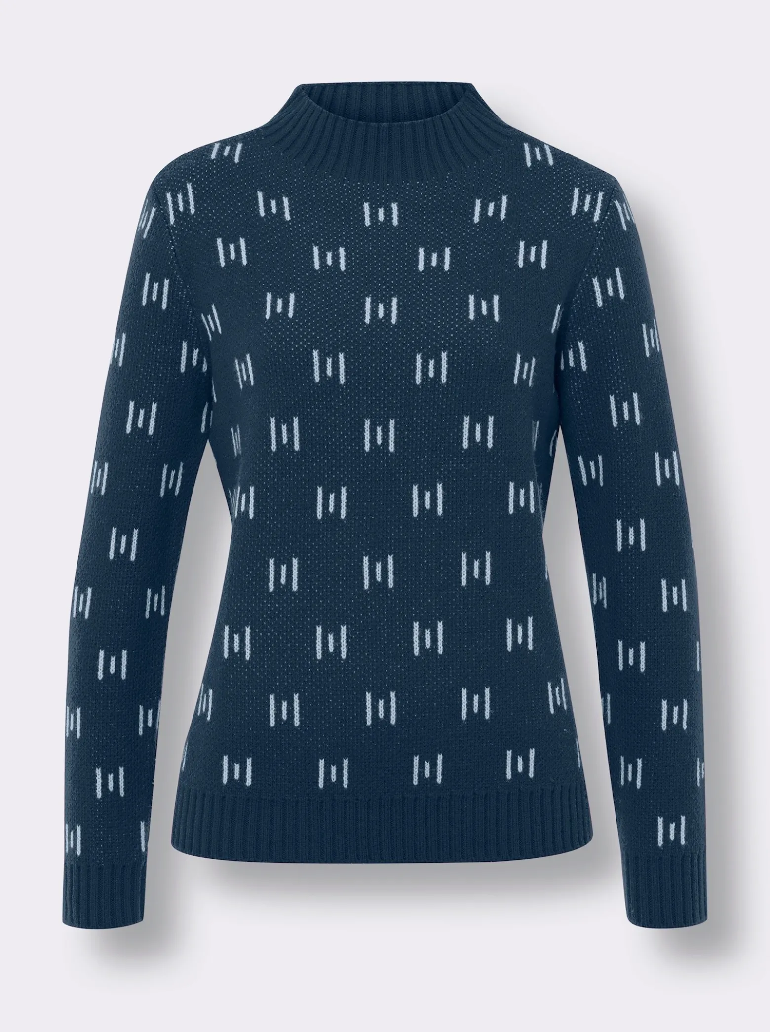 Stehkragenpullover mit Strickmuster