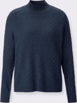 Stehkragenpullover mit Strickmuster