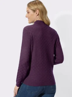 Stehkragenpullover mit Strickmuster