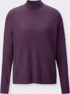 Stehkragenpullover mit Strickmuster