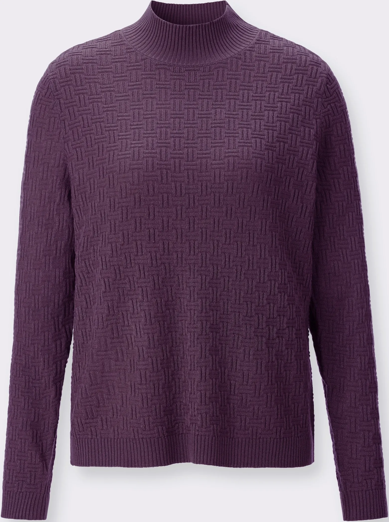 Stehkragenpullover mit Strickmuster