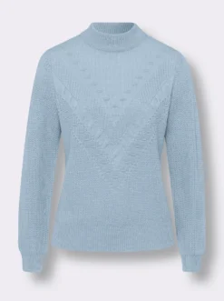 Stehkragenpullover mit Strickmuster vorne